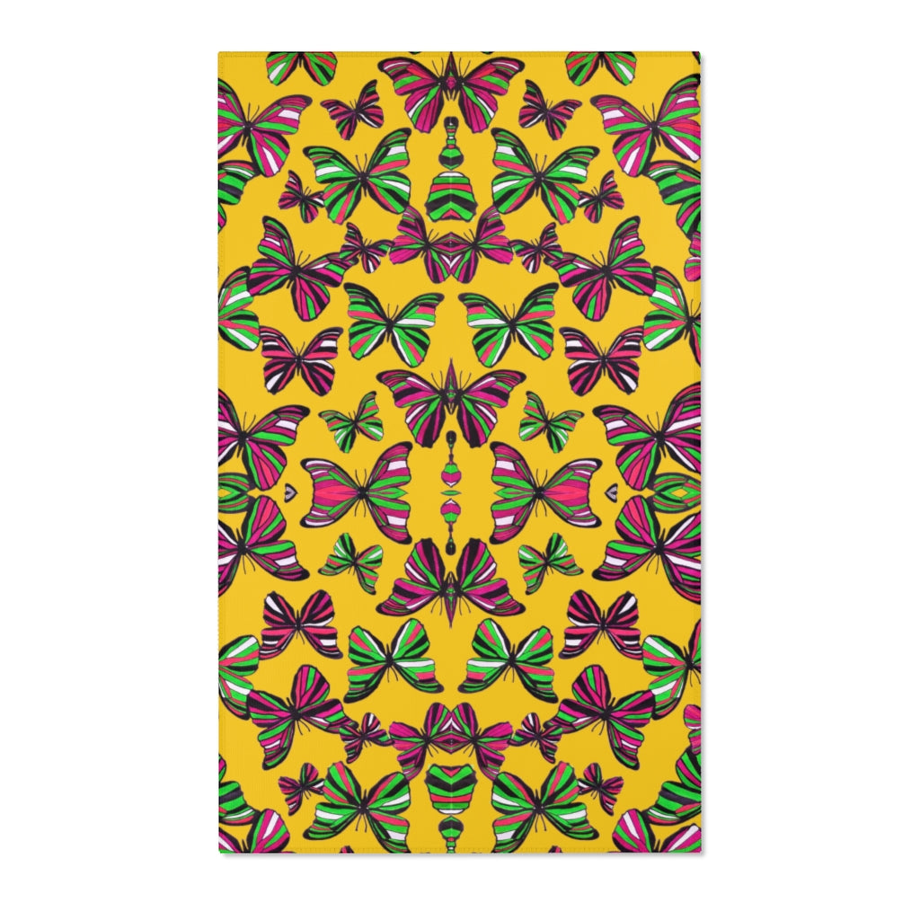 Butterflies Yellow Area Rug