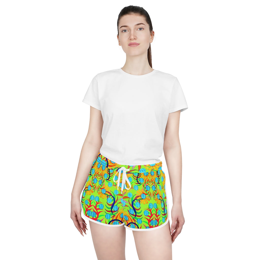 Lime Green Sunflower Relaxed Shorts