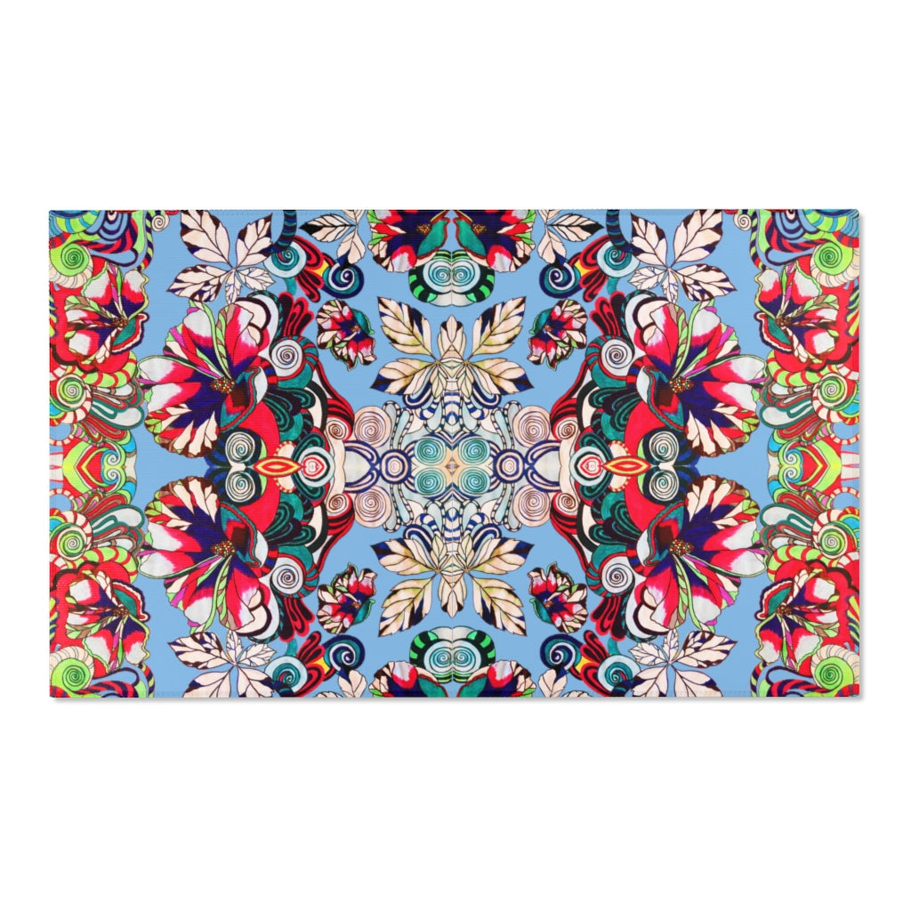 Artsy Floral Pop Sky Area Rug