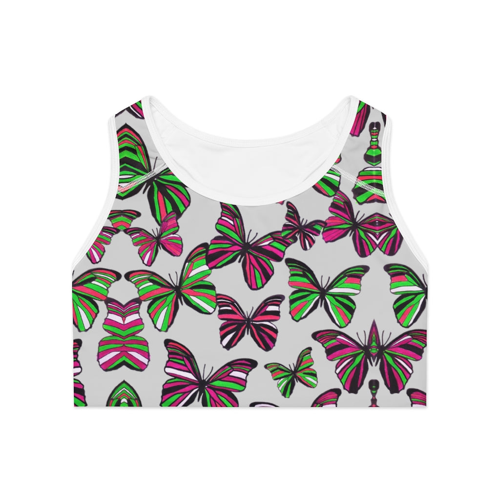 slate butterfly print sports bra