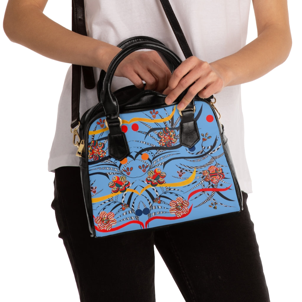 sky blue animal & jungle print handbag