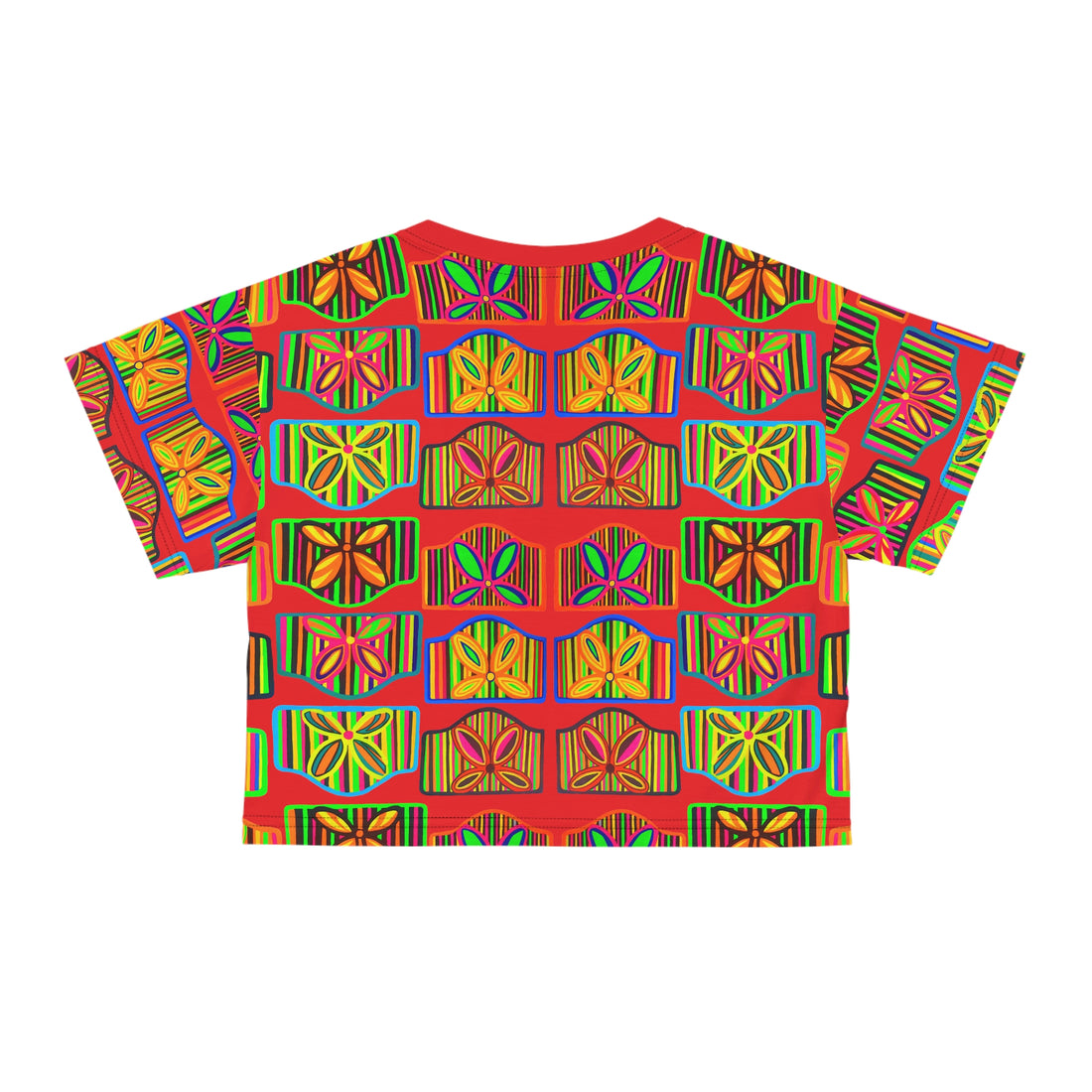 Red Deco Print AOP Crop Tee