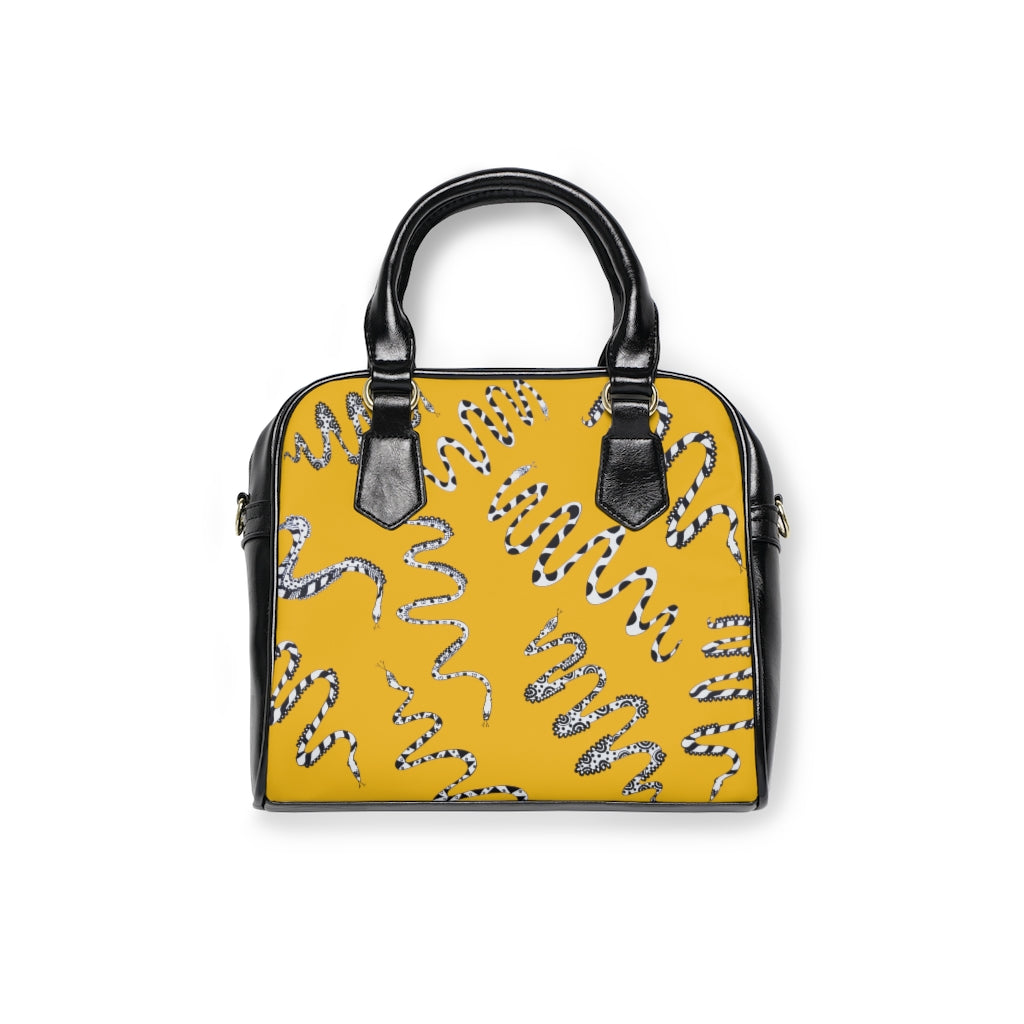 yellow snake print handbag