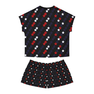 Black Star Print Short Pajama Set (AOP)