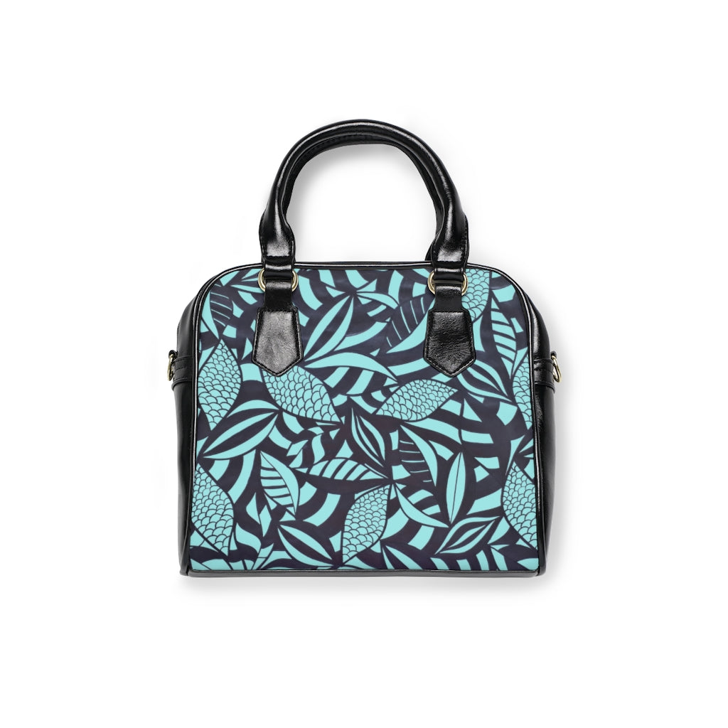 icy blue tropical print handbag