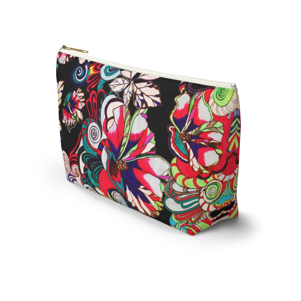 Floral Pop Black Accessory Pouch