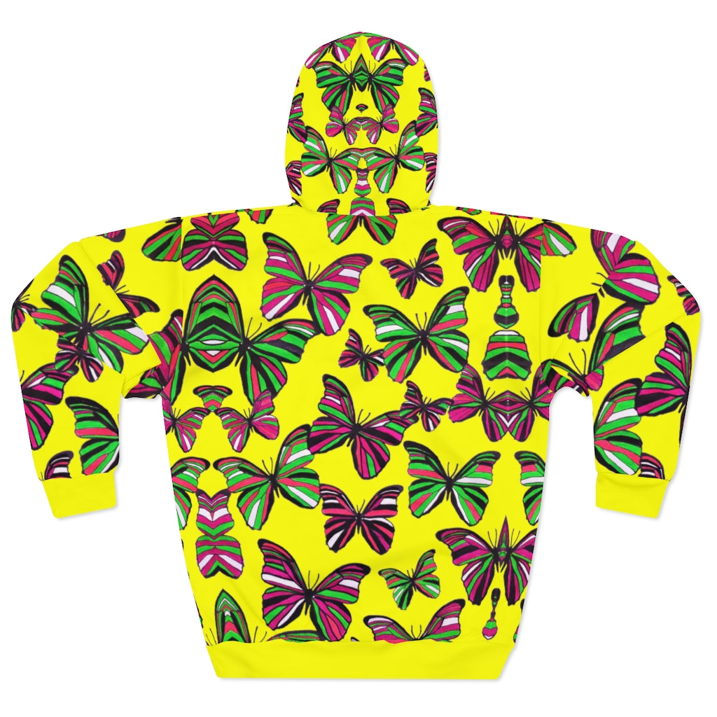 Butterflies Pullover Yellow Hoodie