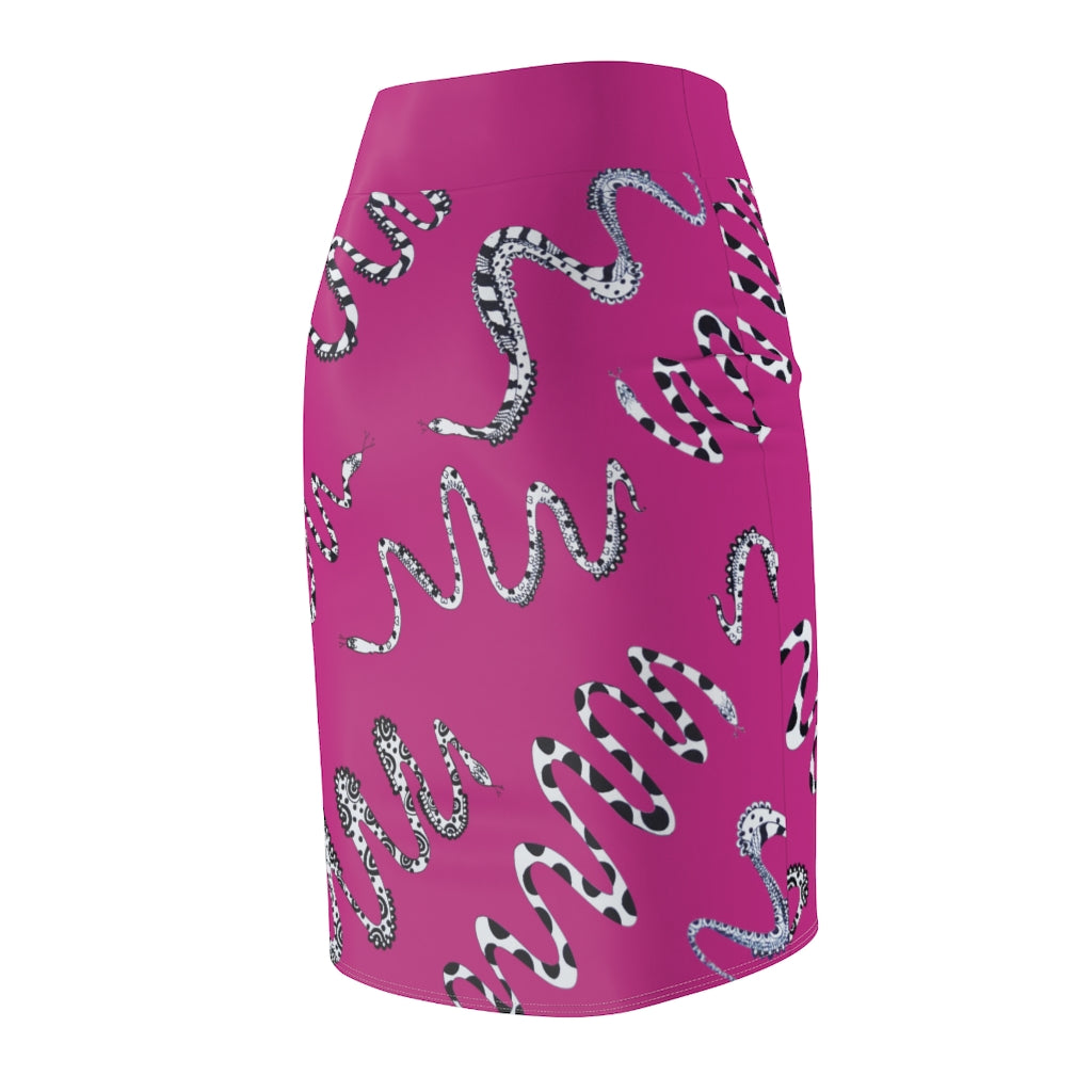 Rose Snake Den Print Pencil Skirt