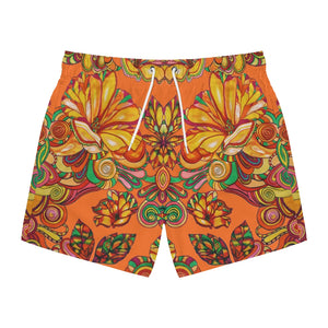 Floral Men's Orange Swimming Trunks