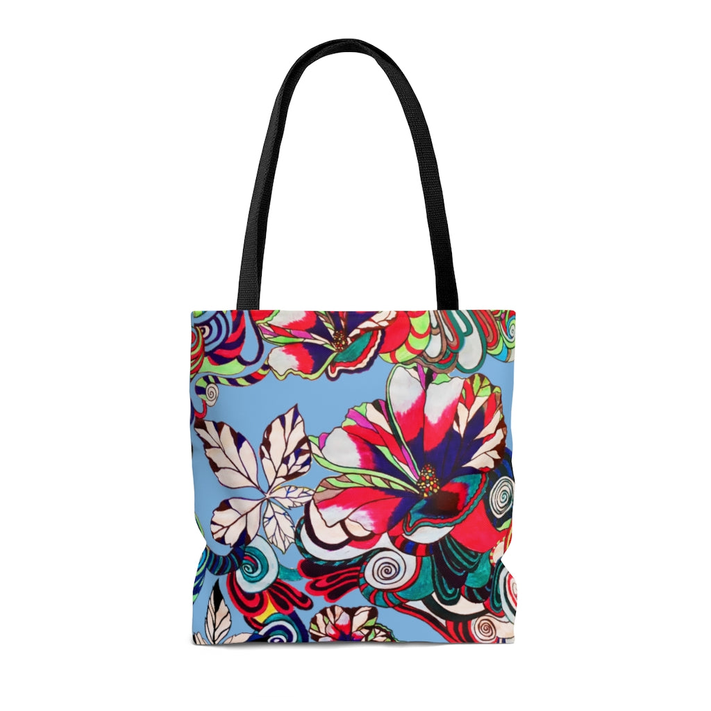 AOP Artsy Floral Pop Sky Tote Bag