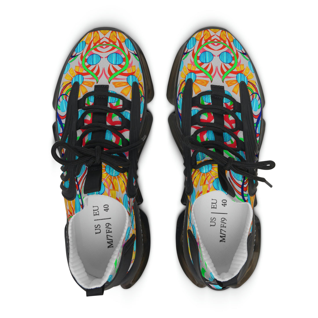 Slate Sunflower Printed OTT Women's Mesh Knit Sneakers