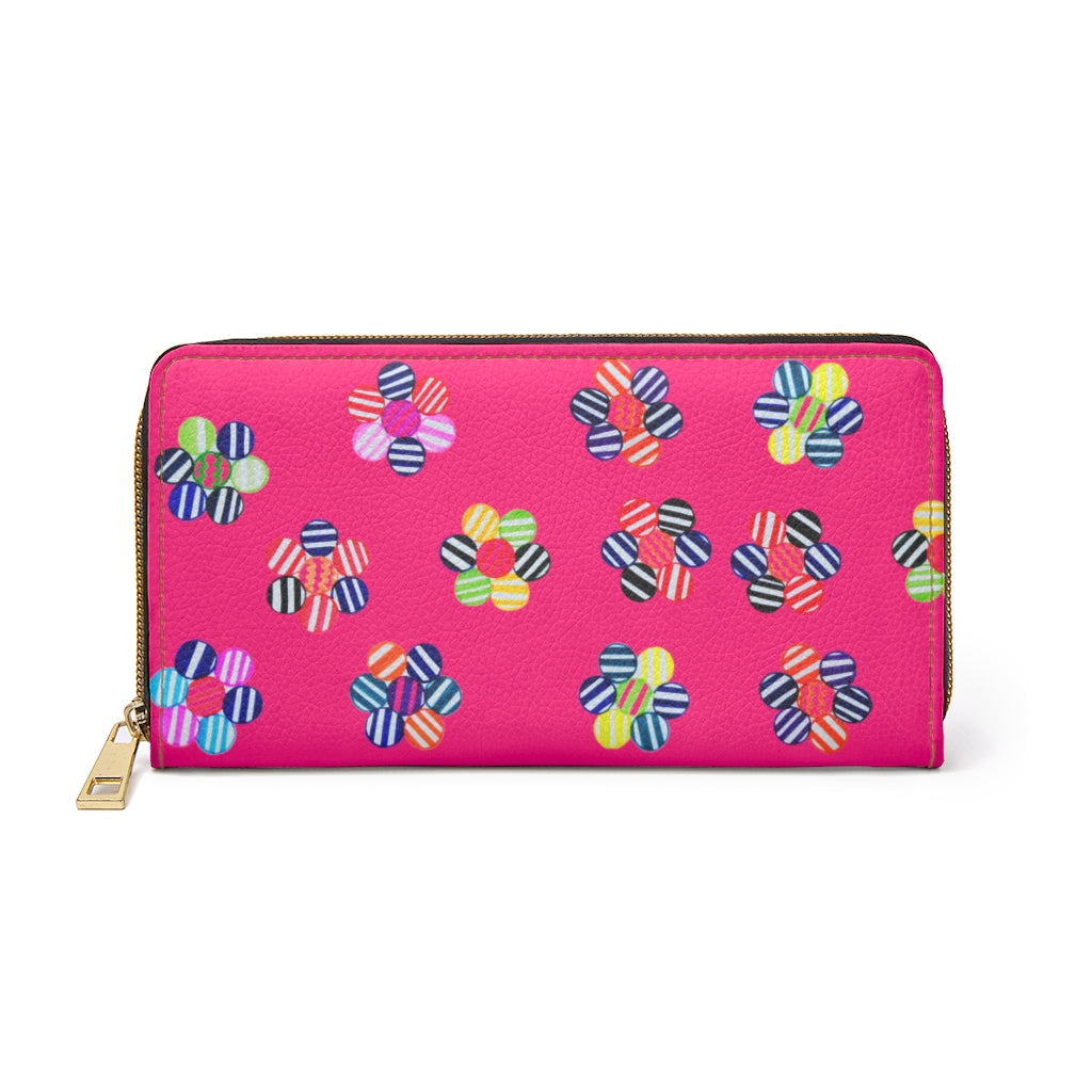 Hot Pink Candy Floral Zipper Wallet