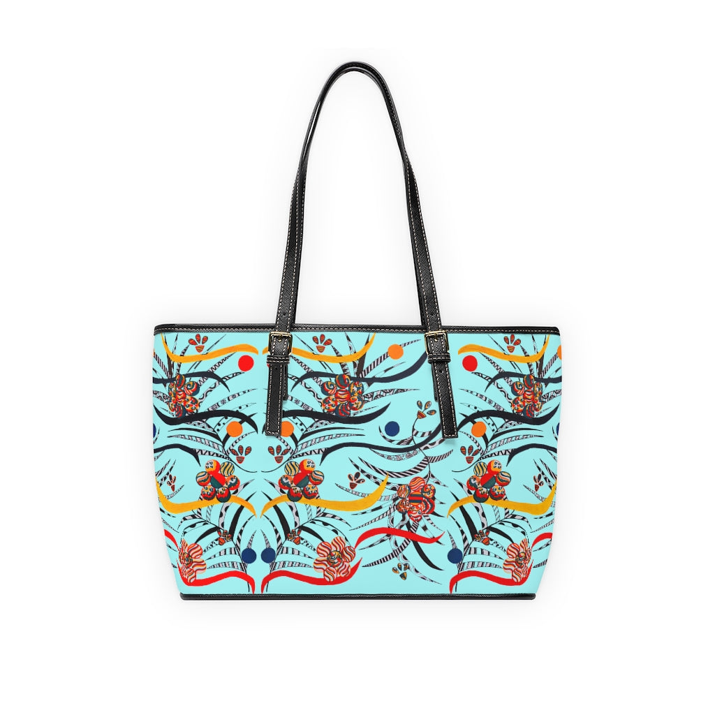 icy blue  animal & jungle print tote bag