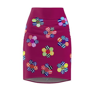 orchid striped florals pencil skirt 