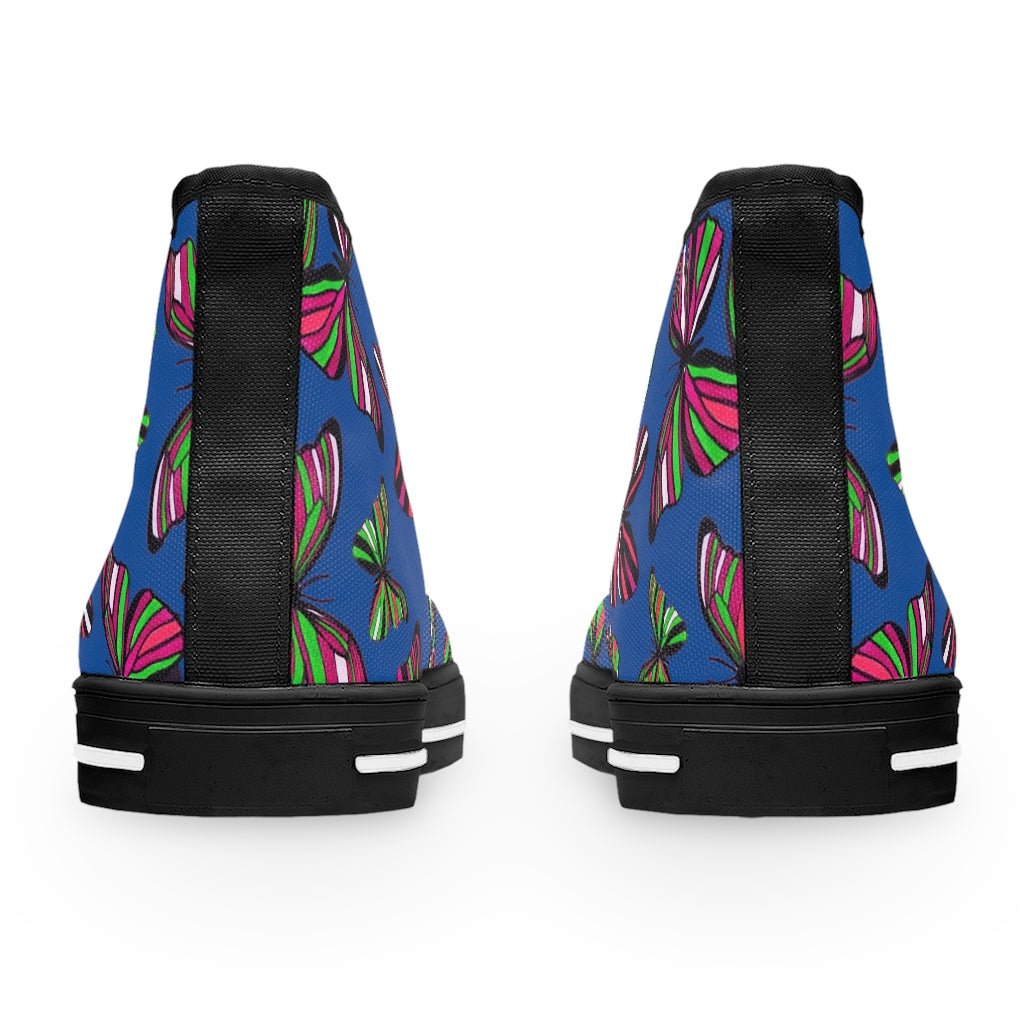 Royal Blue Butterflies Women's High Top Sneakers