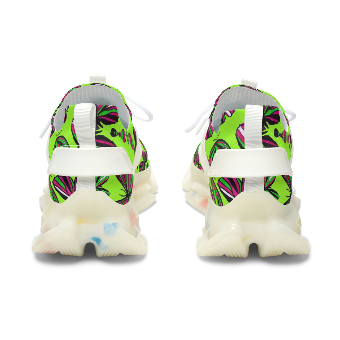 Lime Green Butterfly Printed OTT Women's Mesh Knit Sneakers