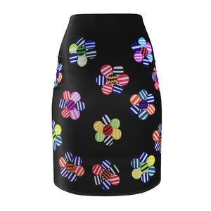 Black Candy Florals Print Pencil Skirt