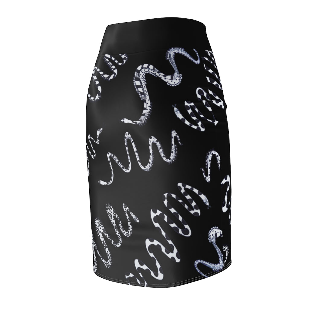 Black Snake Den Print Pencil Skirt