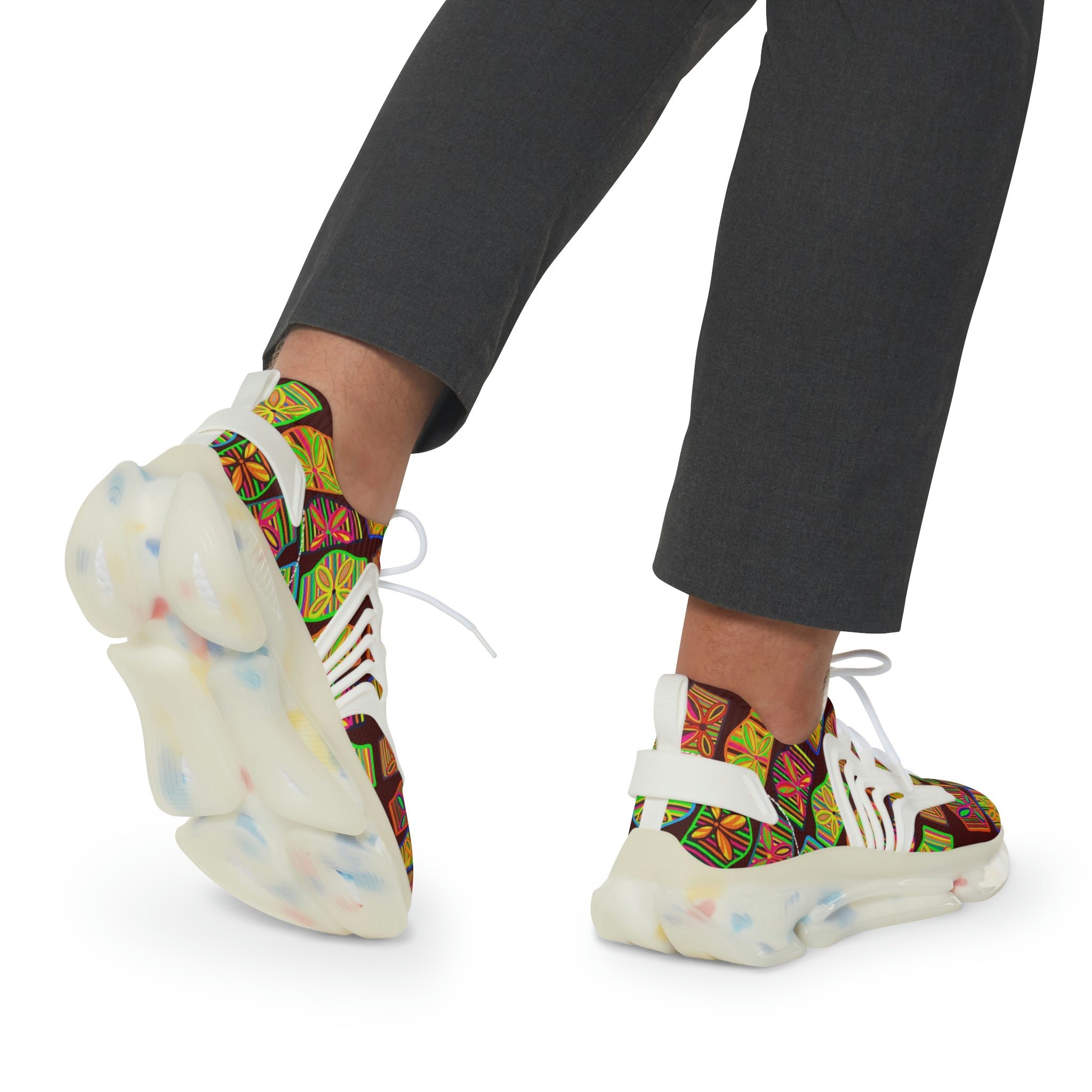 Marsala Deco Print OTT Men's Mesh Knit Sneakers
