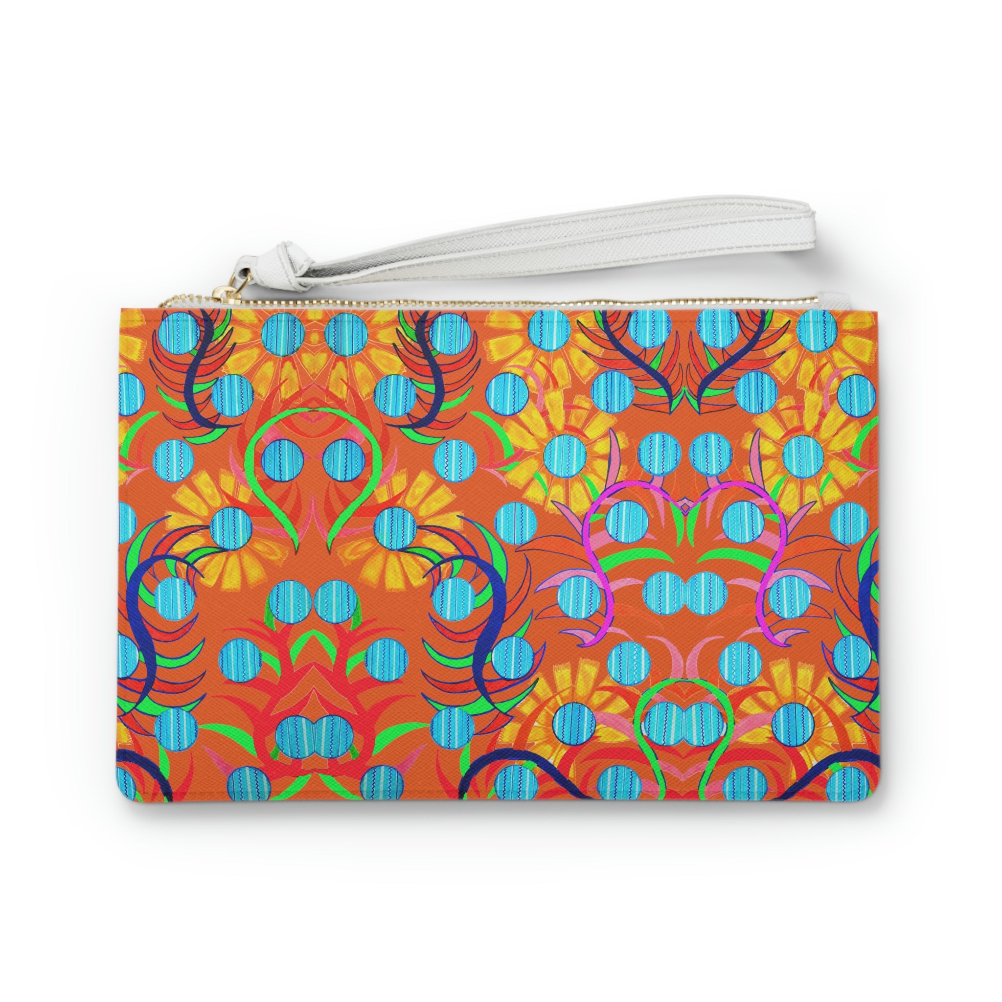 Orange Sunflower Print Clutch Bag