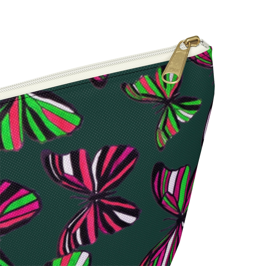 Butterflies Dark Green Accessory Pouch