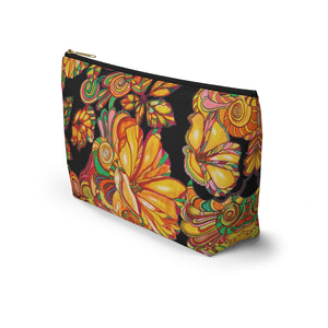 Black Artsy Floral Accessory Pouch