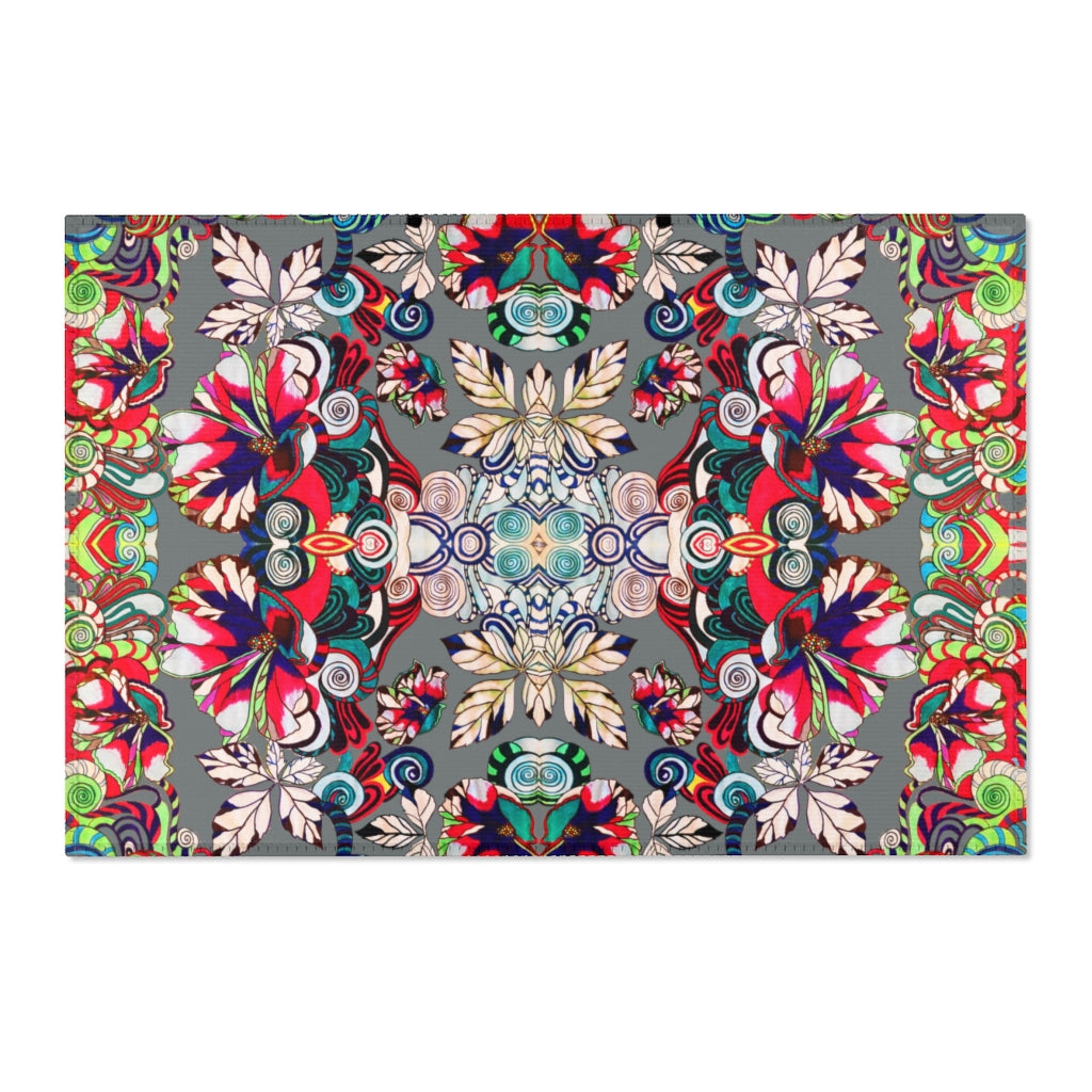 Artsy Floral Pop Grey Area Rug