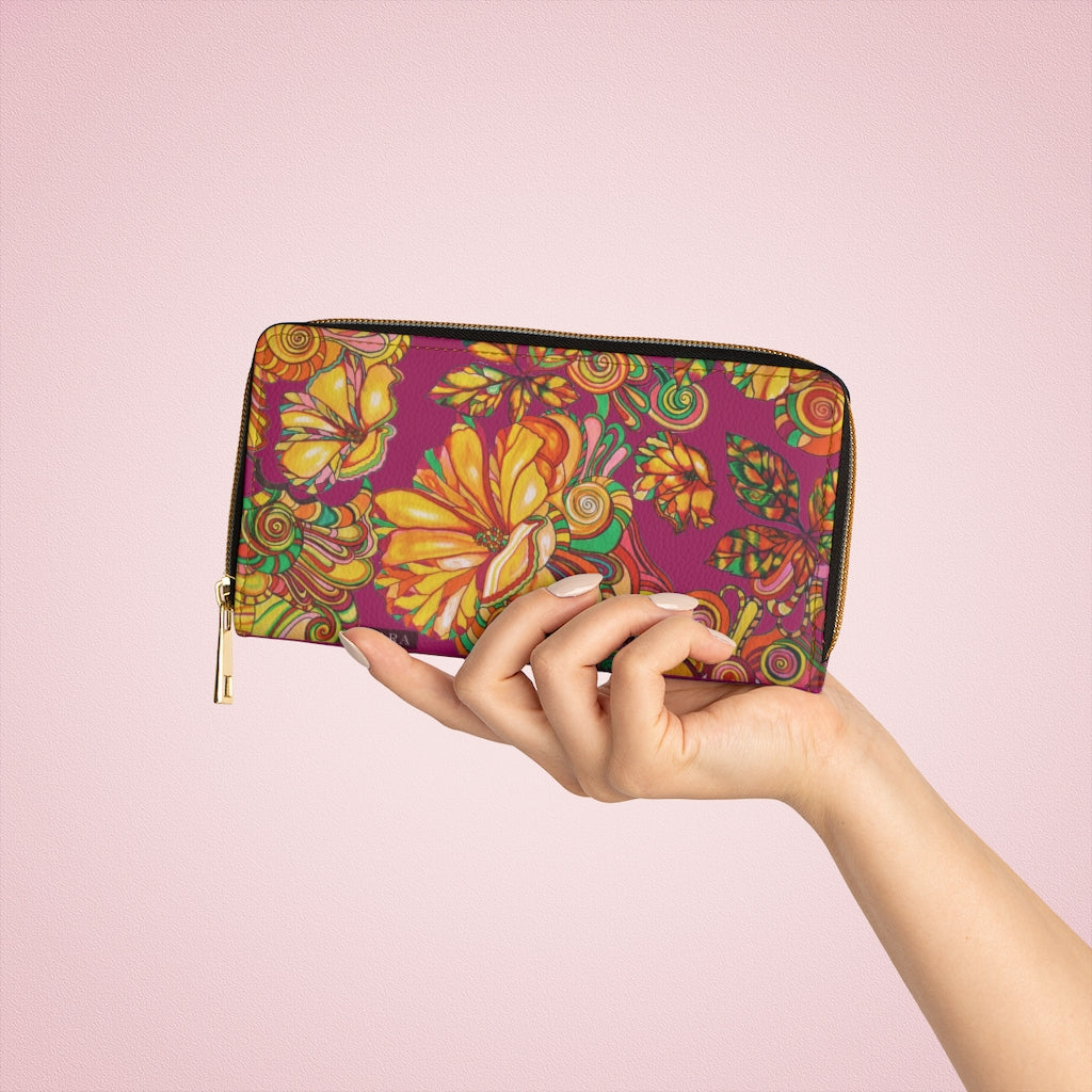 Orchid Artsy Floral Zipper Wallet