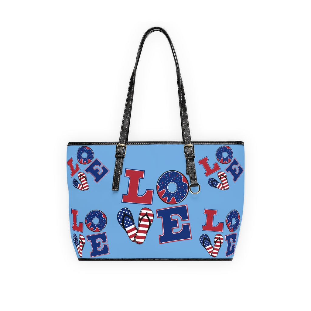 ky blue love america print tote