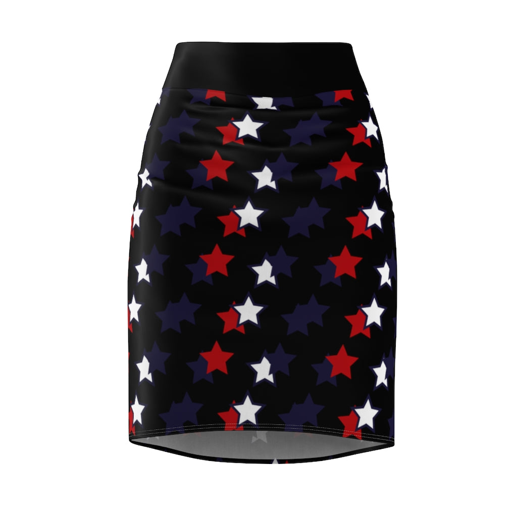 AOP Starry Black Pencil Skirt