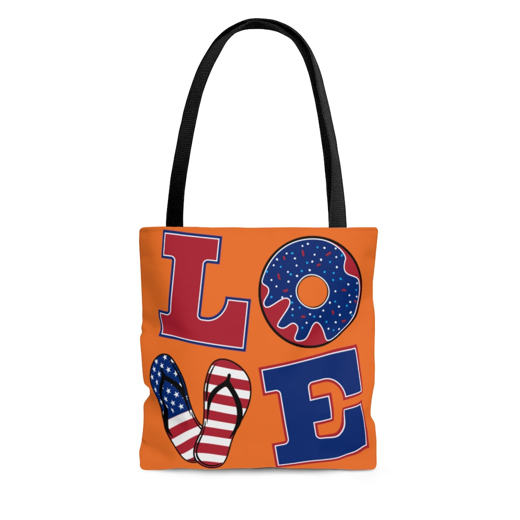 AOP American Love Orange Tote Bag