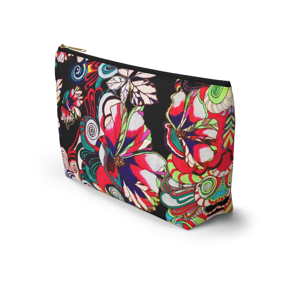 Floral Pop Black Accessory Pouch