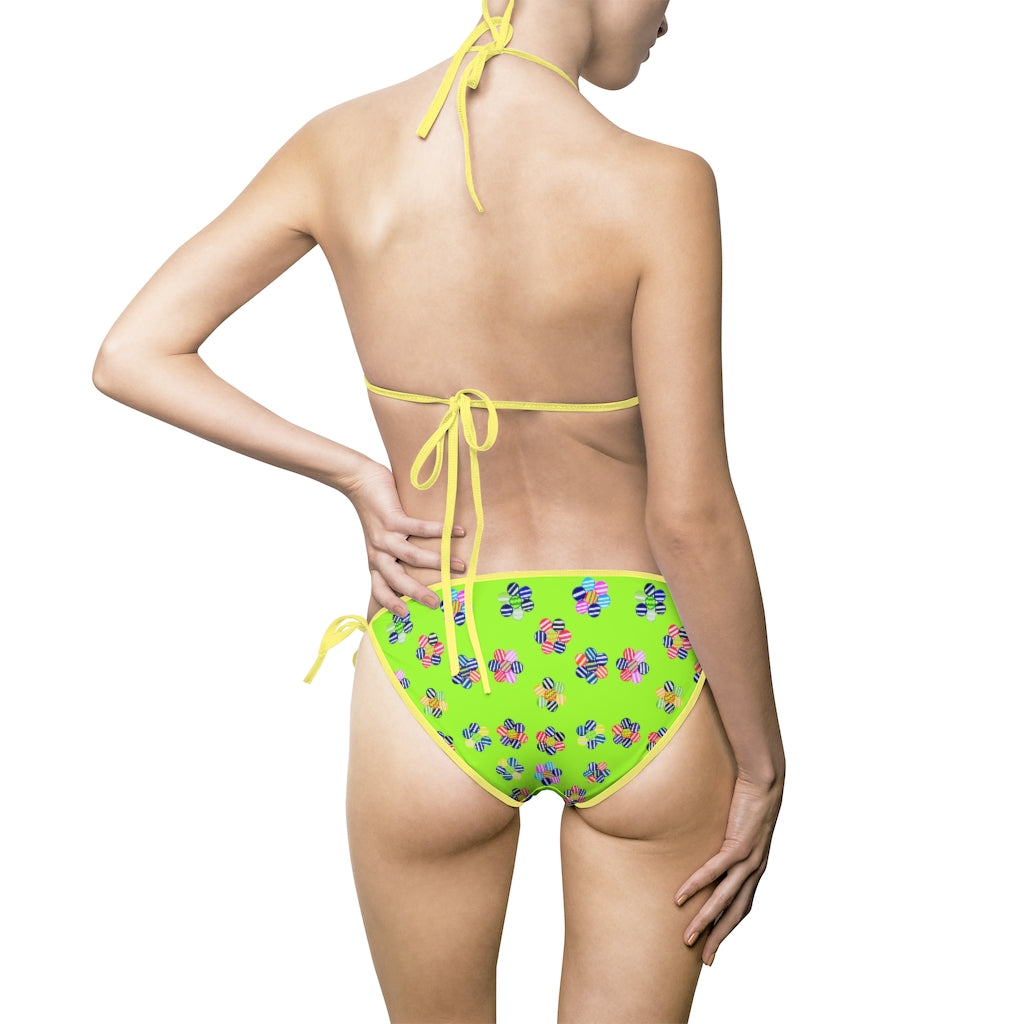 Lime Green Candy Florals Bikini