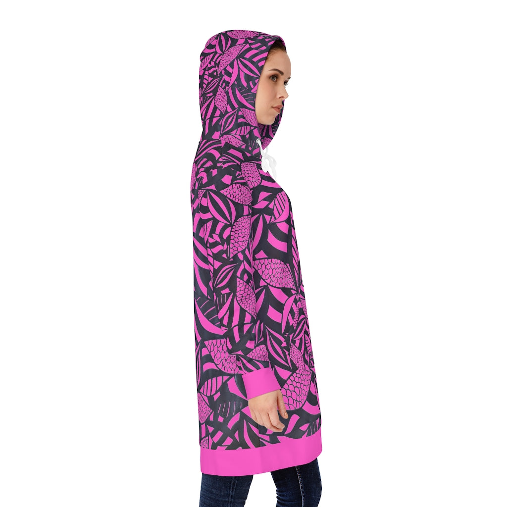 Tropical Minimalist Hot Pink Hoodie Dress (AOP)