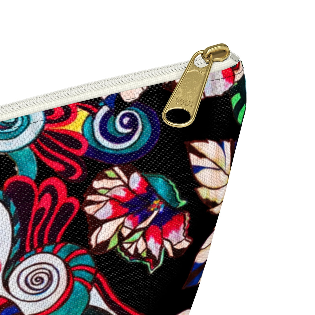 Floral Pop Black Accessory Pouch