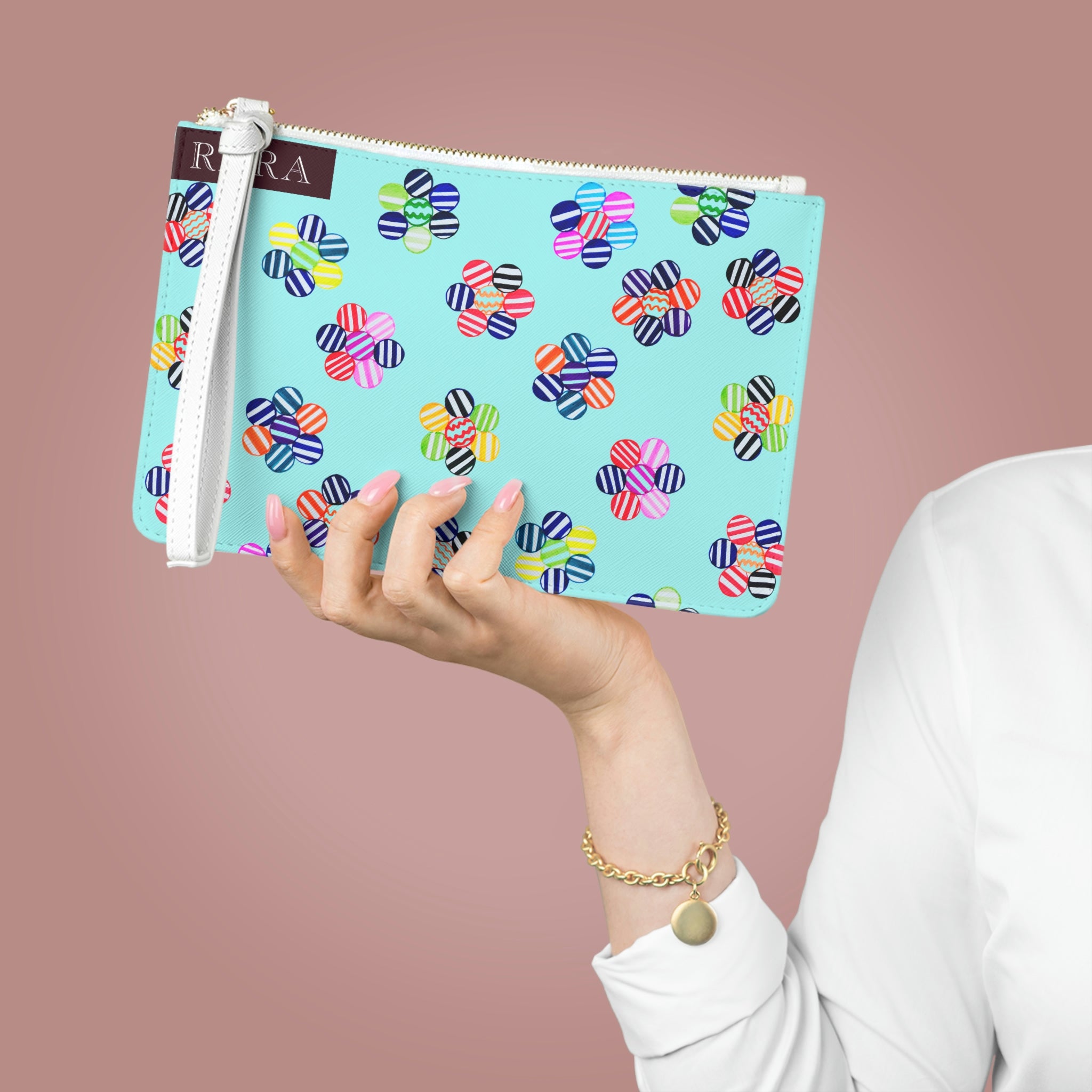 Icy Blue Candy Florals Clutch Bag