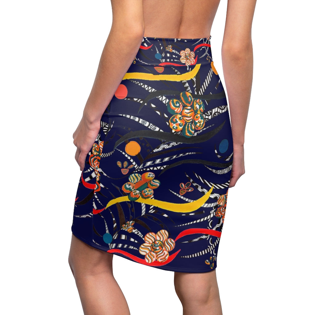 Ink Wilderness Print Pencil Skirt