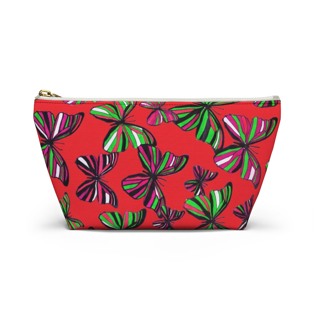 Butterflies Red Accessory Pouch