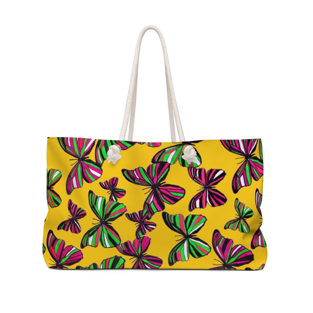 Butterflies Yellow Weekender Bag