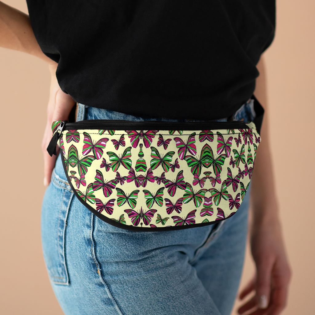 Butterflies Cream Fanny Pack