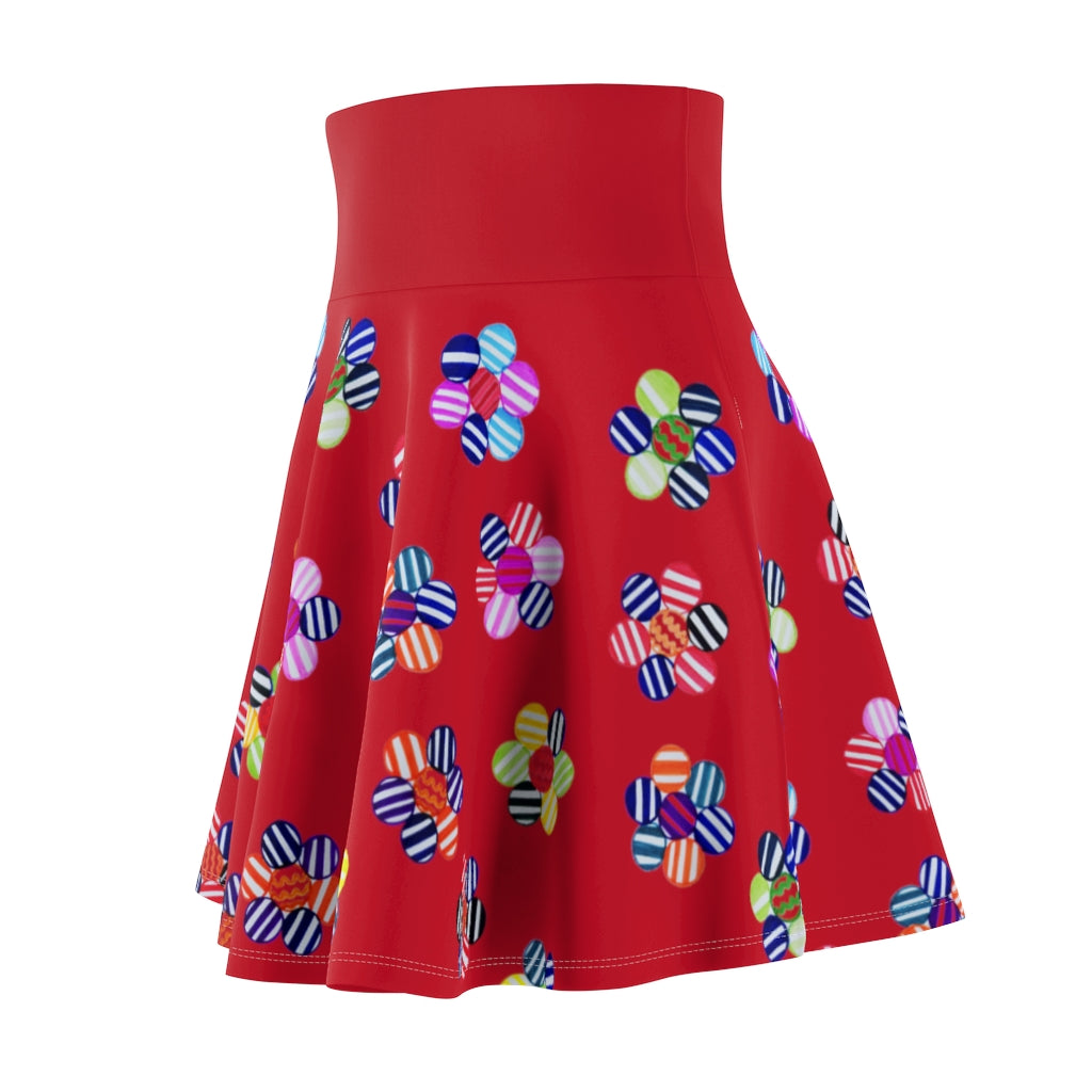 Rouge Red Candy Florals Skater Skirt