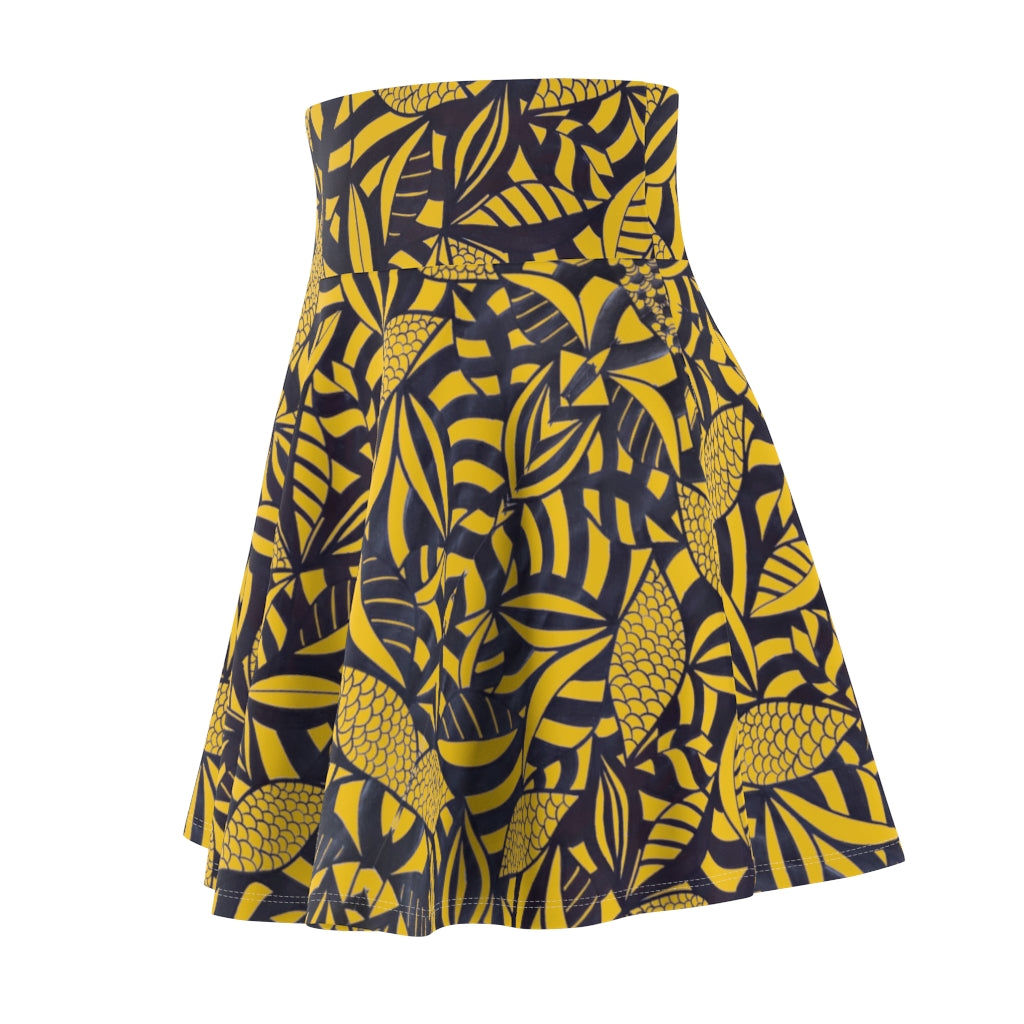 Tropical Minimalist Yellow Skater Skirt