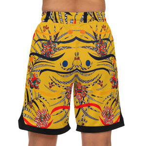 Yellow Wilderness Basketball Rib Shorts (AOP)
