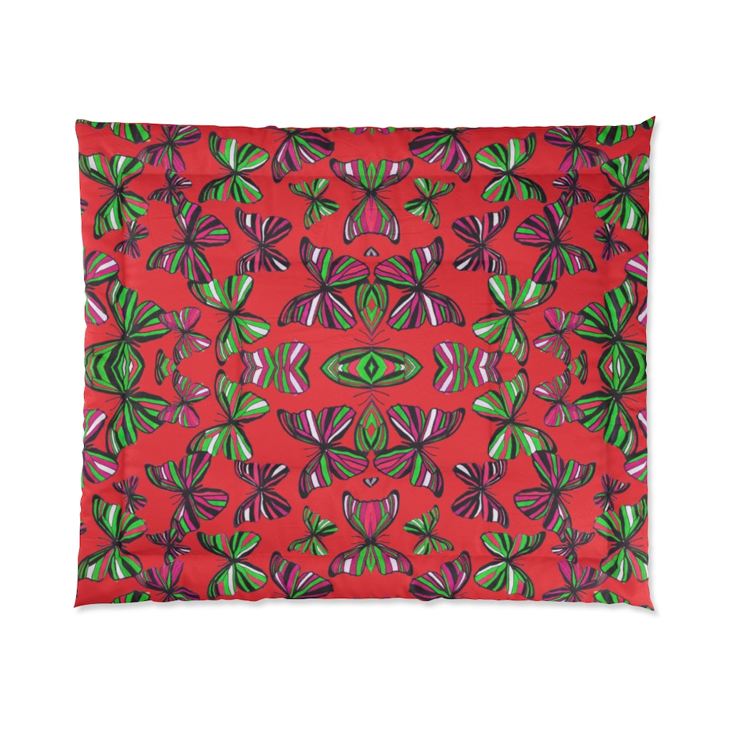 Butterflies Red Comforter