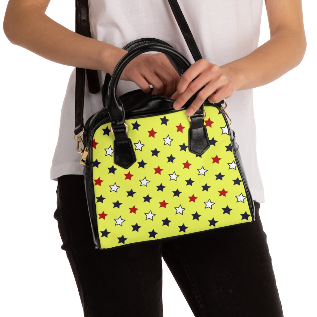 canary star print handbag