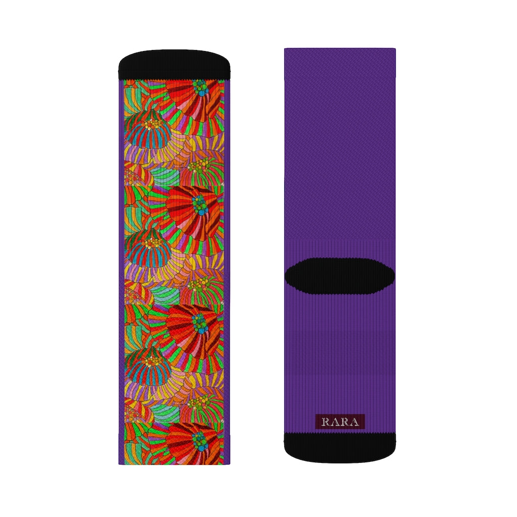 Wild Flower Purple Sublimation Socks