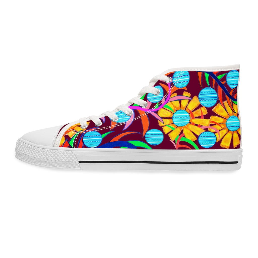 Marsala Sunflower Women's High Top Sneakers