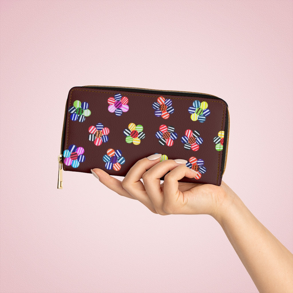 marsala floral print clutch wallet