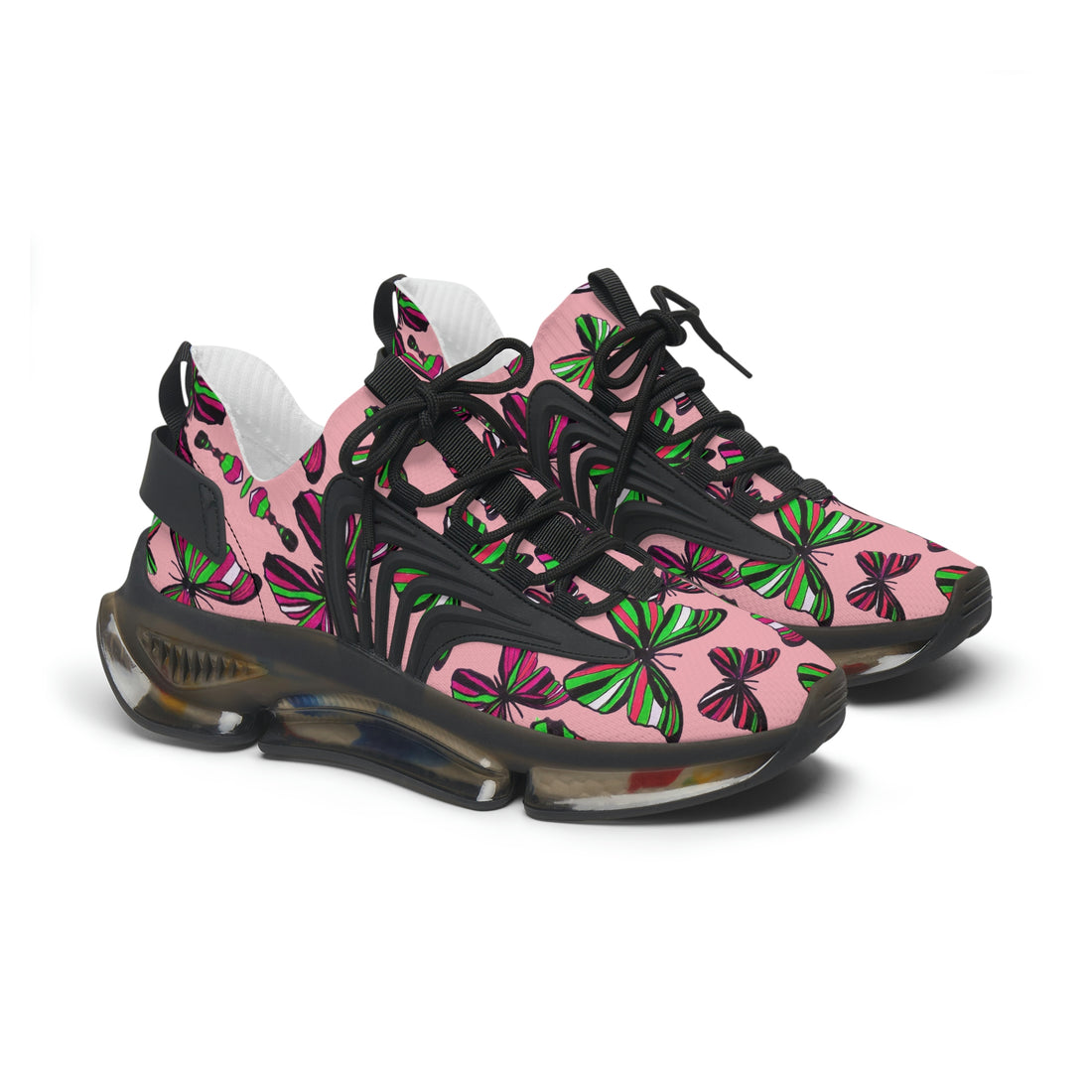 Blush Butterfly Printed OTT Women's Mesh Knit Sneakers