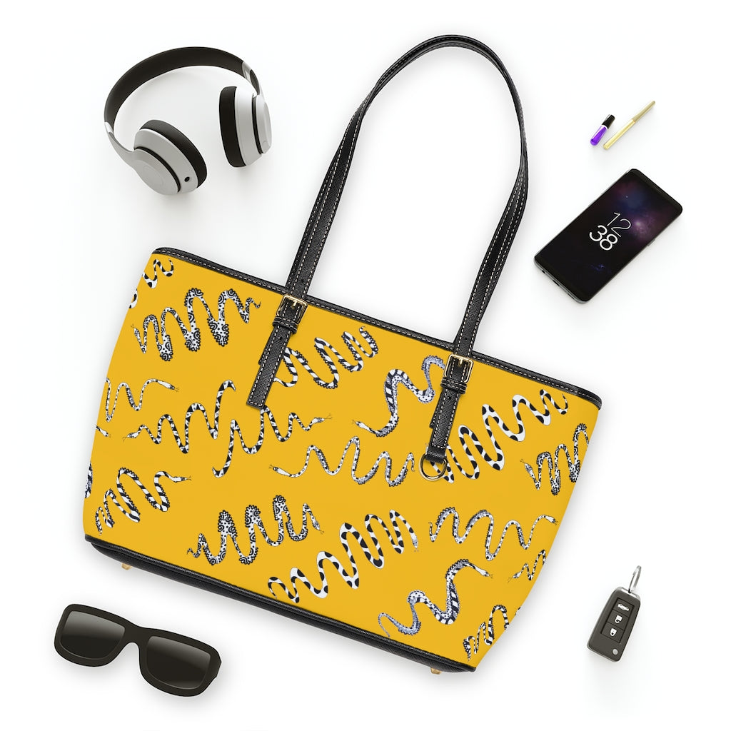 yellow snake print handbag